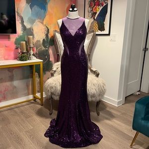 Gorgeous Faviana Backless Sequin Gown sz8